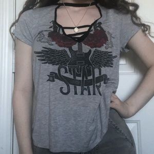 Awesome Rock T-Shirt with slitted neck design